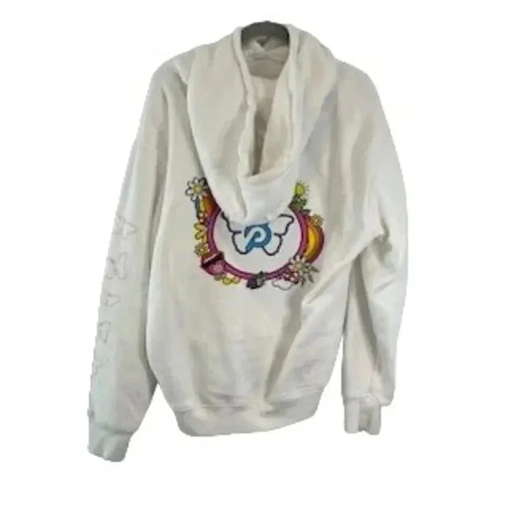 Peloton x Brittany Allen White Butterfly Oversized Hoodie Size Large - Picture 2 of 7